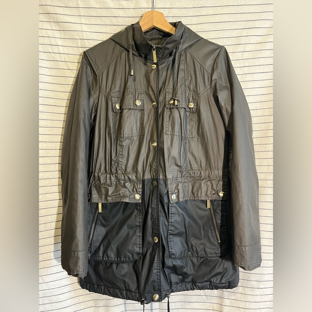 Michael Kors Green/Black Mid-Length Utility Jacket | Size S